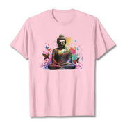 Buddha Stones Colorful Butterfly Flying Meditation Buddha Tee T-shirt T-Shirts BS LightPink 2XL