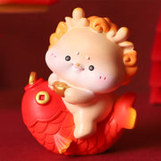 Buddha Stones Year Of The Dragon Luck Attract Fortune Resin Mascot Home Decoration Decorations BS Dragon Koi Fish 5.5*4*6.5cm