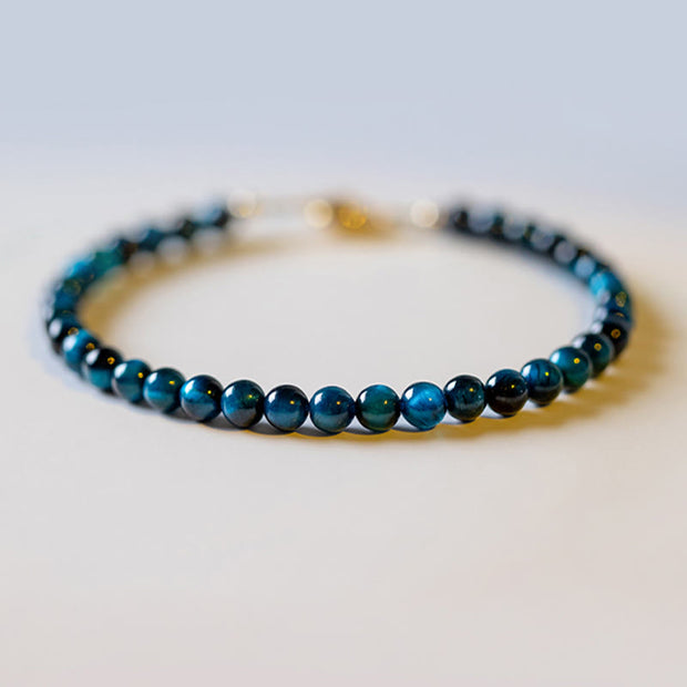 Buddha Stones Natural Blue Tiger Eye Stone Protection Chain Bracelet