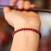 Buddha Stones Natural Cinnabar Blessing Red String Braided Bracelet Anklet