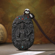 Buddha Stones Chinese Zodiac Natal Buddha Agarwood Om Mani Padme Hum Lotus Peace Necklace Pendant Necklaces & Pendants BS 7