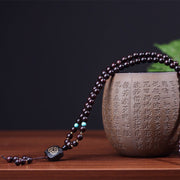 Buddha Stones 108 Mala Beads Tibetan Small Leaf Red Sandalwood Lotus Balance Bracelet