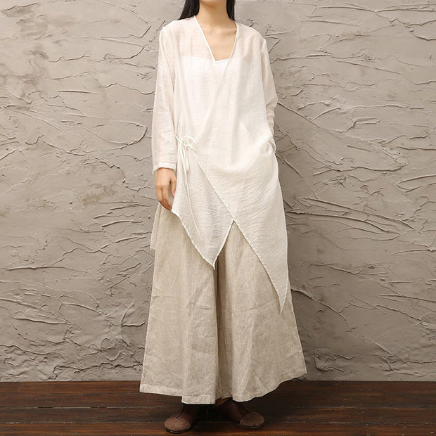 Buddha Stones Simple White Beige Pattern Meditation Spiritual Zen Practice Yoga Clothing Women's Clothes Clothes BS 14
