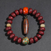 Buddha Stones Tibet Bodhi Seed Dzi Bead Dancing Lion Luck Bracelet Wrist Mala