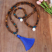 Buddha Stones 108 Mala Beads Tiger Eye Buddha Strength Bracelet Tassel Necklace Pendant Bracelet Necklaces & Pendants BS main