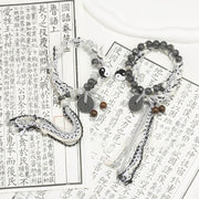 Buddha Stones Black Glitter Stone Cat's Eye Yin Yang Mountain Ghosts Spend Money Power Double Layer Rope Bracelet