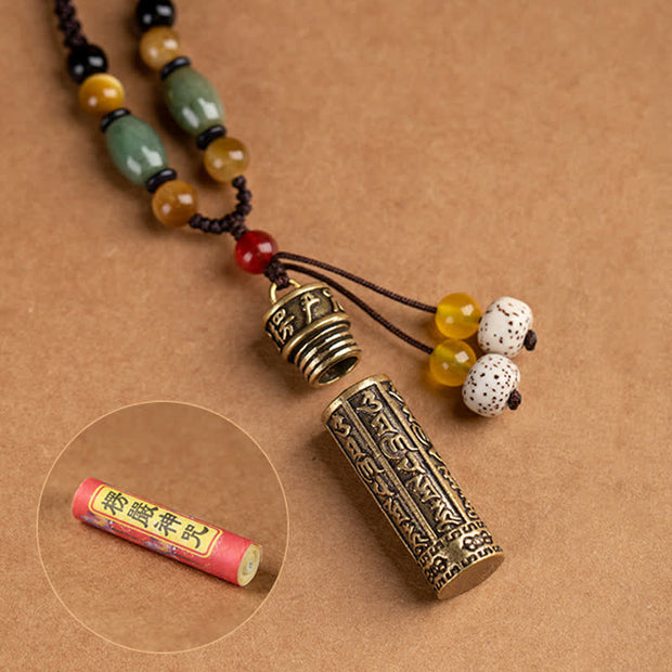 Buddhastoneshop Tibet Om Mani Padme Hum Agate Shurangama Sutra Protection Necklace Pendant Necklaces & Pendants BS 15