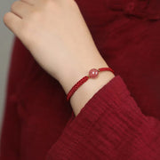 Buddha Stones Natural Strawberry Quartz Crystal Love Red String Weave Bracelet Anklet (Extra 30% Off | USE CODE: FS30) Bracelet BS 9
