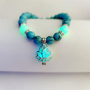 Buddha Stones Tibetan Turquoise Glowstone Luminous Bead Lotus Protection Bracelet
