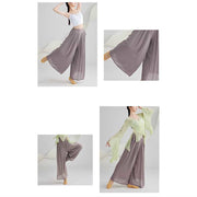 Buddha Stones Loose Cotton Linen Wide Leg Pants For Yoga Dance Wide Leg Pants BS 14