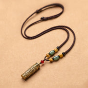 Buddhastoneshop Tibet Om Mani Padme Hum Agate Shurangama Sutra Protection Necklace Pendant Necklaces & Pendants BS Copper