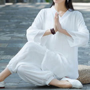 Buddha Stones Yoga Cotton Linen Clothing Uniform Meditation Zen Practice Women's Set Clothes BS 13