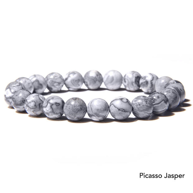 Natural Agate Stone Crystal Balance Beaded Bracelet Bracelet BS Picasso Jasper
