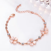 Buddha Stones Pink Crystal Four Leaf Clover Love Chain Bracelet Bracelet BS 1