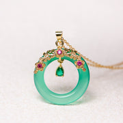Buddha Stones Green Chalcedony Peace Buckle Design Strength Necklace Pendant Necklaces & Pendants BS 7