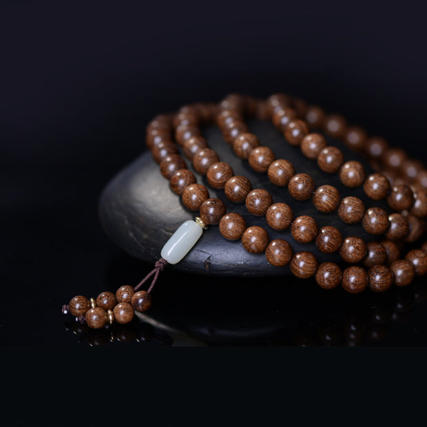 Buddha Stones 108 Mala Beads Rosewood Jade Calm Bracelet