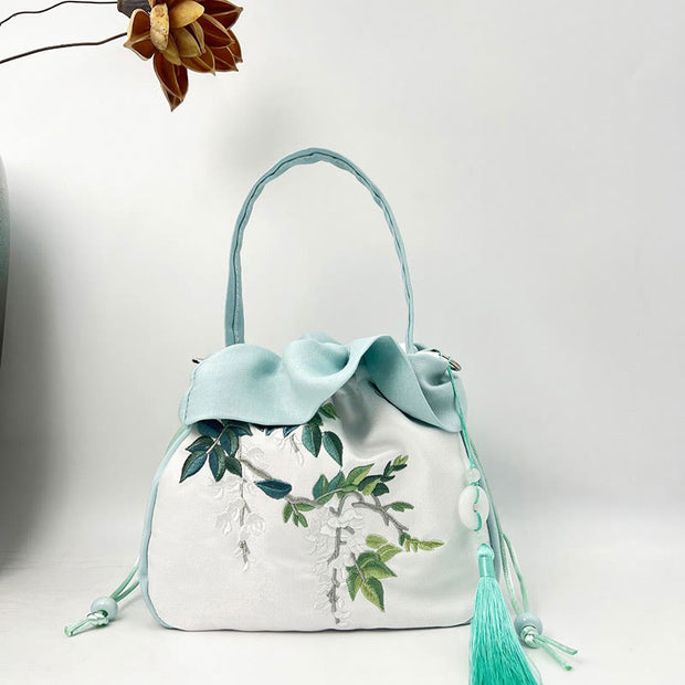 Buddha Stones Suzhou Embroidery Camellia Magnolia Peony Lotus Silk Tote Crossbody Bag Shoulder Bag Handbag 19