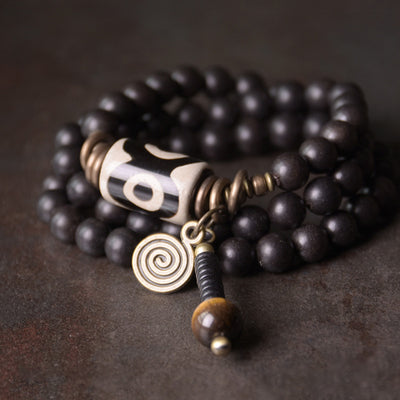 Buddha Stones Ebony Wood Dzi Bead Copper Protection Couple Bracelet (Extra 30% Off | USE CODE: FS30) - image 0