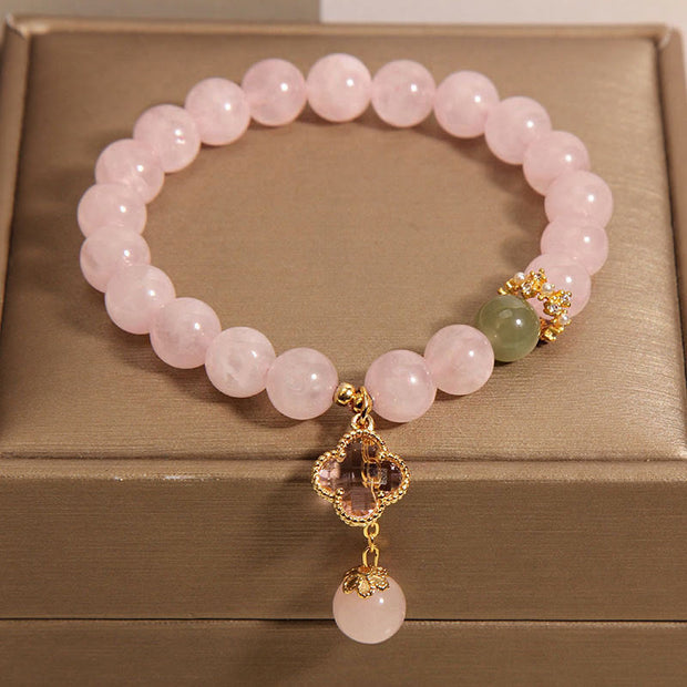 FREE Today: Nourishing Energy Pink Crystal Four Leaf Clover Bracelet FREE FREE 4