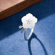 Buddha Stones 925 Sterling Silver Natural Hetian White Jade Peach Blossom Luck Necklace Pendant Bracelet Bangle Ring Earrings Set Bracelet Necklaces & Pendants BS Ring(Inner Perimeter 53.1-55.61mm Adjustable)