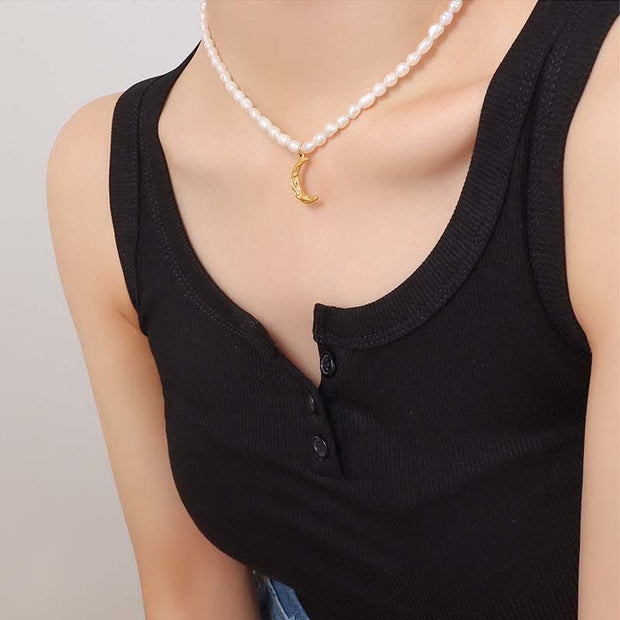 Pearl Crescent Moon Calm Necklace Pendant (Extra 35% Off | USE CODE: FS35) - image 5
