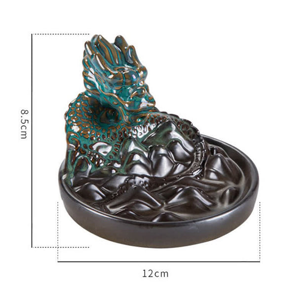 Dragon Pattern Ceramic Backflow Smoke Fountain Incense Burner Decoration (Extra 35% Off | USE CODE: FS35) - image 10