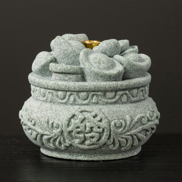 Buddha Stones Chinese Character Fu Ingots Healing Incense Burner Desk Decoration Incense Burner BS 10