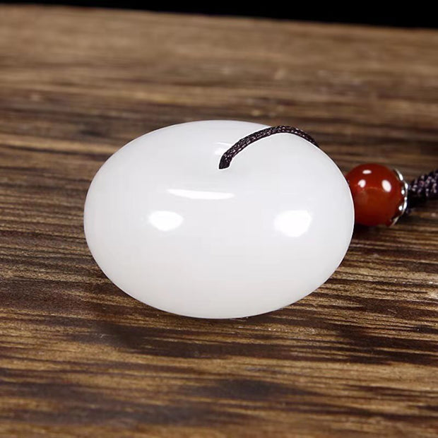 Buddha Stones Round Hetian White Jade Peace Buckle Blessing Necklace Pendant (Extra 30% Off | USE CODE: FS30) - image 8