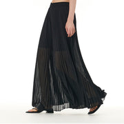 Buddha Stones Solid Color Loose Long Pleated Wide Leg Pants