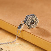 Buddha Stones 990 Sterling Silver Tibetan Om Mani Padme Hum Lotus Love Projection Necklace Pendant