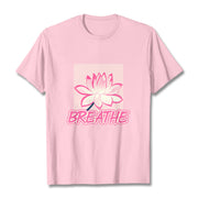 Buddha Stones BREATHE Pink Lotus Flower Tee T-shirt T-Shirts BS LightPink 2XL