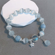 Buddha Stones Cat's Eye Moonstone Butterfly Star Charm Support Bracelet