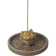 Buddha Stones Small Treasure Bowl Lucky Bag Bagua Tray Healing Ceramic Stick Incense Burner Decoration Incense Burner BS 11