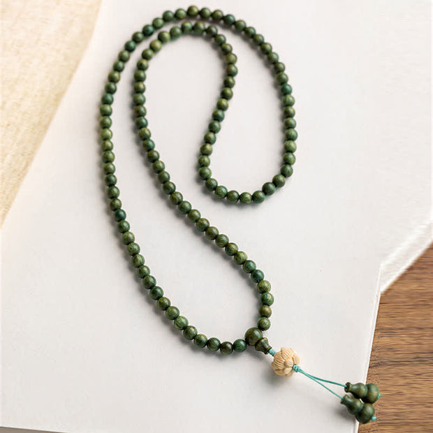 Buddha Stones 108 Mala Beads Green Sandalwood Boxwood Lotus Positive Bracelet (Extra 35% Off | USE CODE: FS35) - image 19