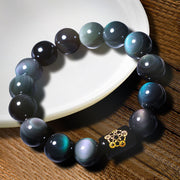 Buddha Stones "Sending Balance and Protection" Rainbow Obsidian Bracelet Includes Gift Message Card - image 15