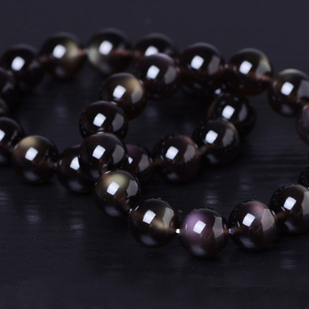 Buddha Stones Natural Rainbow Obsidian Positive Bracelet Bracelet BS 7