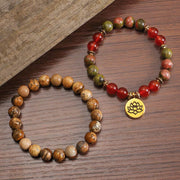 Tibetan Picture Jasper Positive Lotus Bracelet Set (Extra 30% Off | USE CODE: FS30) Bracelet BS 15