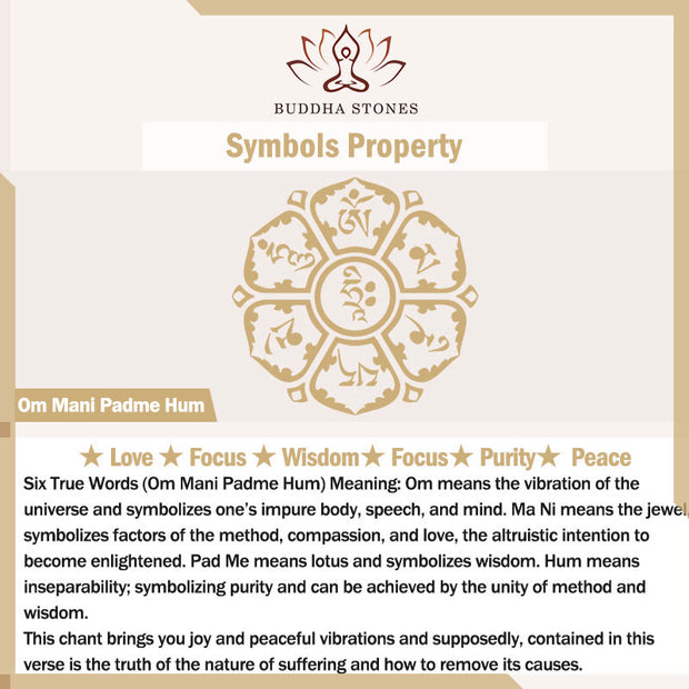 Buddha Stones Buddha Liuli Lotus Six Character Om Mani Padme Hum Peace Necklace Necklaces & Pendants BS 5