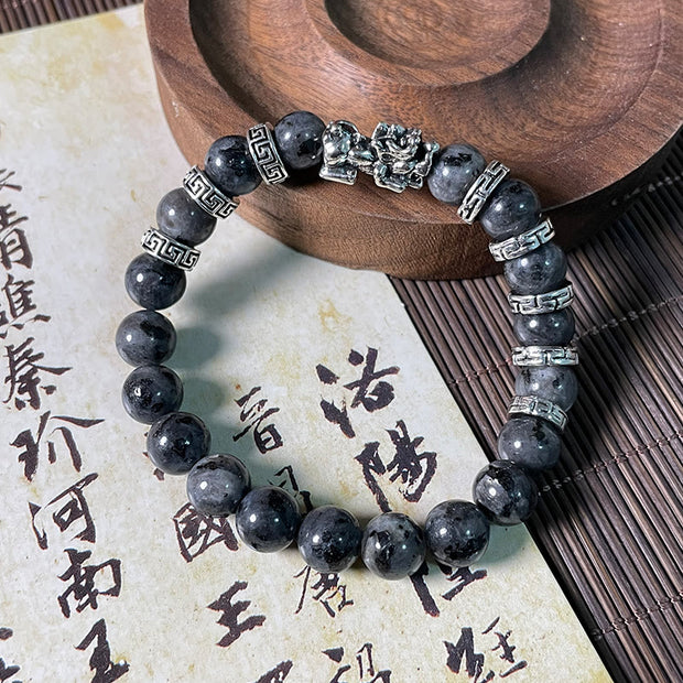 Buddha Stones Black Glitter Stone PiXiu Power Bracelet