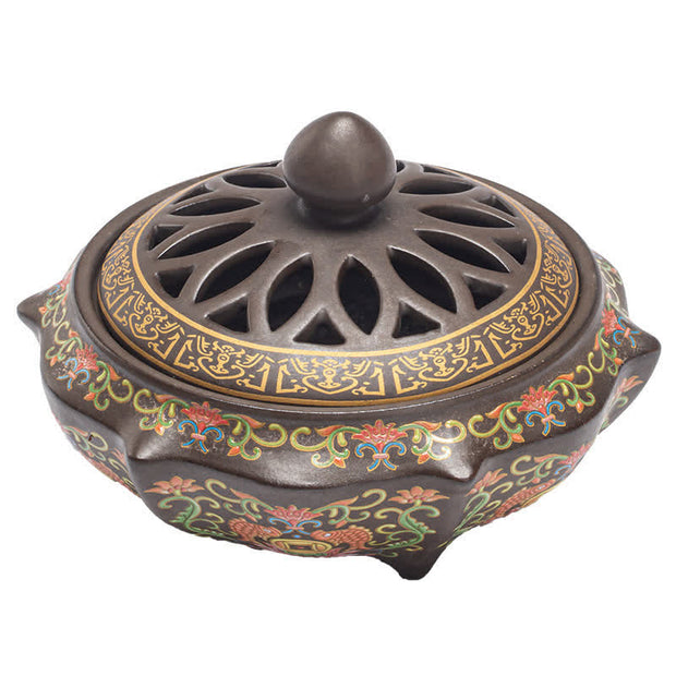 Buddha Stones Tibetan Floral Pattern Ceramic Blessing Incense Burner Decoration (Extra 35% Off | USE CODE: FS35) - image 18