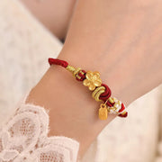 Buddha Stones Peach Blossom Happiness Charm Luck Red String Bracelet Bracelet BS 3