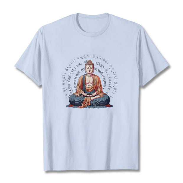 Buddha Stones Sanskrit Heart Sutra Form Is No Other Than Emptiness Tee T-shirt T-Shirts BS LightCyan 2XL