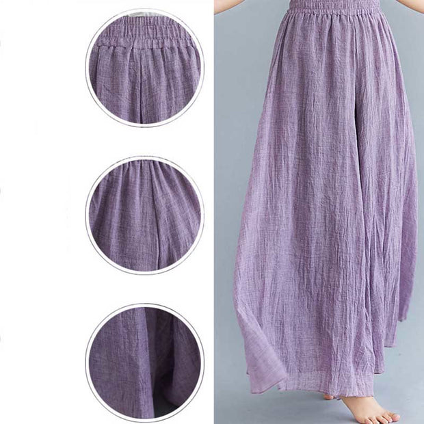 Buddha Stones Women Casual Loose Cotton Linen Wide Leg Pants For Yoga Dance Wide Leg Pants BS 27