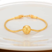 Buddha Stones Tibetan 18K Gold Om Mani Padme Hum Lucky Koi Fish Fu Character Ingot Copper Coin Peace Bracelet Bracelet BS Copper Coin