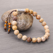 Buddha Stones Weathered Stone Om Mani Padme Hum Strengthen Bracelet
