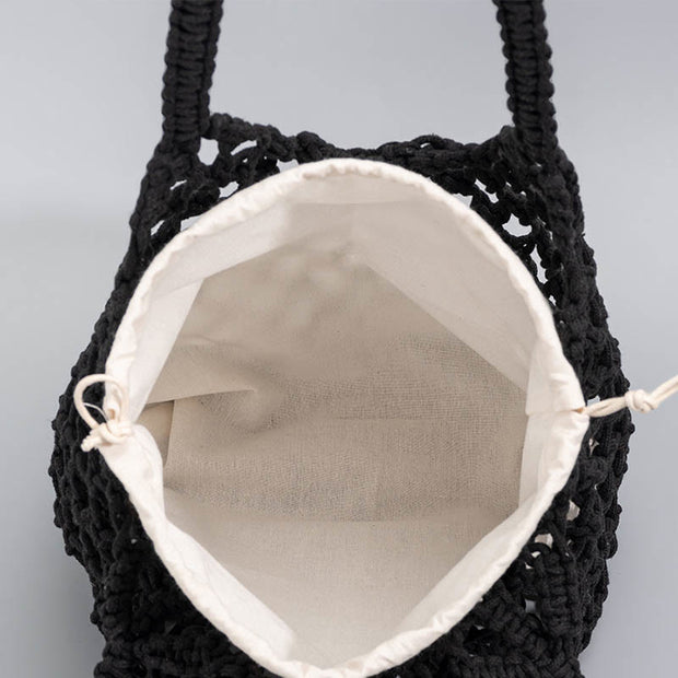 Buddha Stones Hand-woven Cotton Thread Shoulder Bag Handbags Shoulder Bag&Handbags BS 9