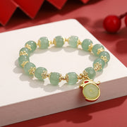 Buddha Stones Year of the Dragon White Agate Green Aventurine Peace Buckle Luck Bracelet (Extra 30% Off | USE CODE: FS30)