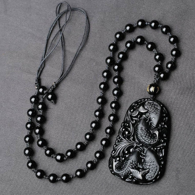 FREE Today: Attract Wealth And Abundance Black Obsidian Koi Fish Necklace Pendant FREE FREE 9