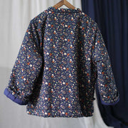 Buddha Stones Flowers Cotton Linen Jacket Shirt Chinese Northeast Style Winter Clothing 50