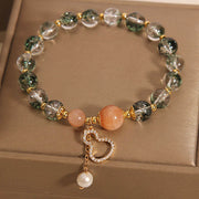 Buddha Stones Green Phantom Gourd Pendent Crystal Pearl Confidence Charm Bracelet